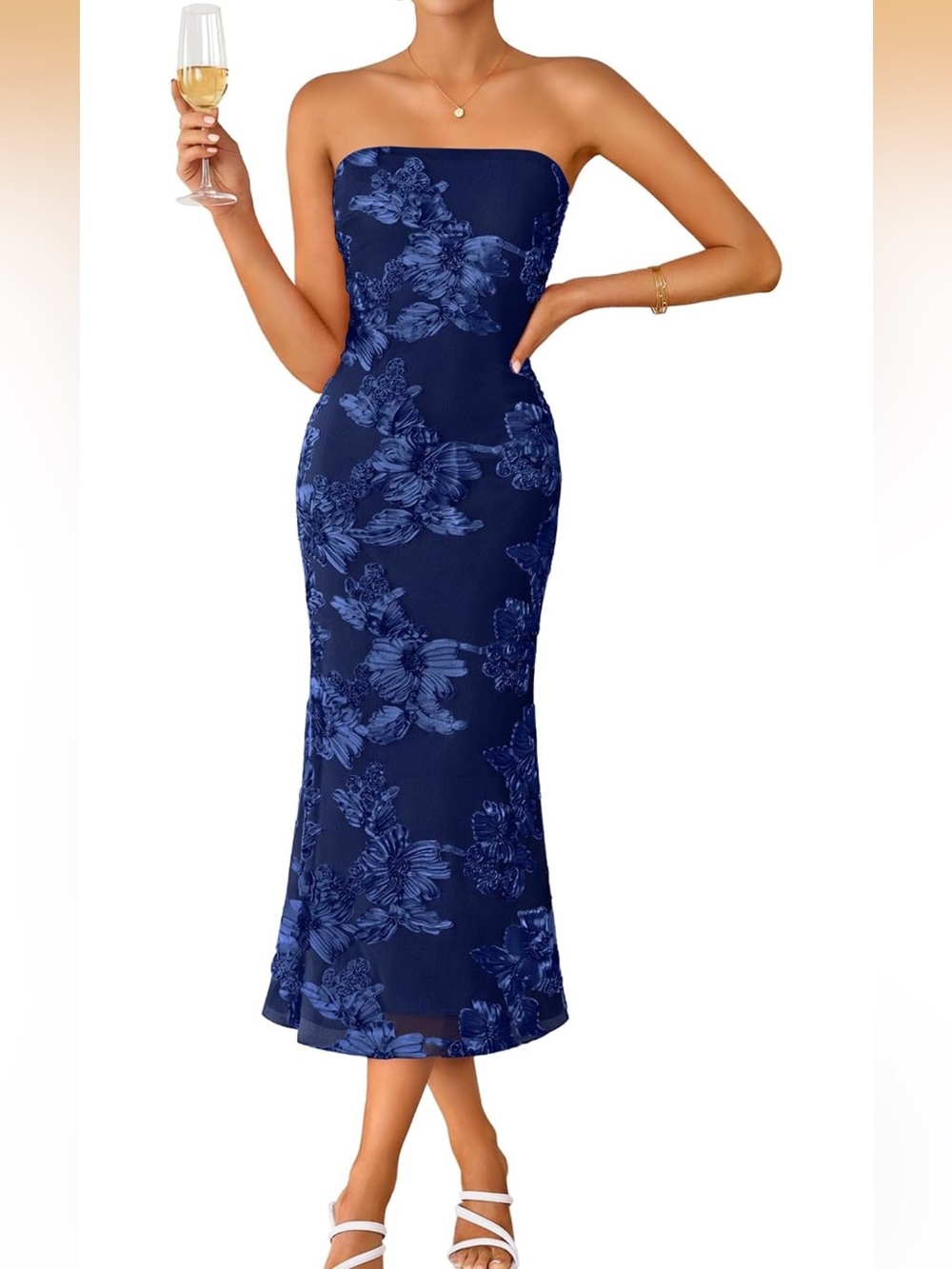 ZESICA - strapless floral cocktail dress